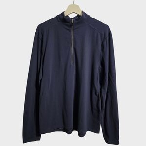 Lululemon Surge Warm Pullover Mens Medium Navy 1/2 Zip Thum-Loops Reflective Run